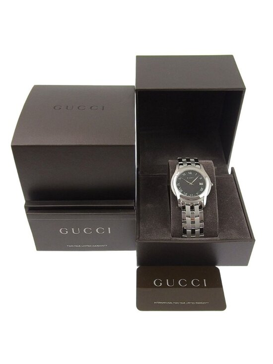 Gucci Class Stainless Steel Quartz Analog Display Black Dial Watch